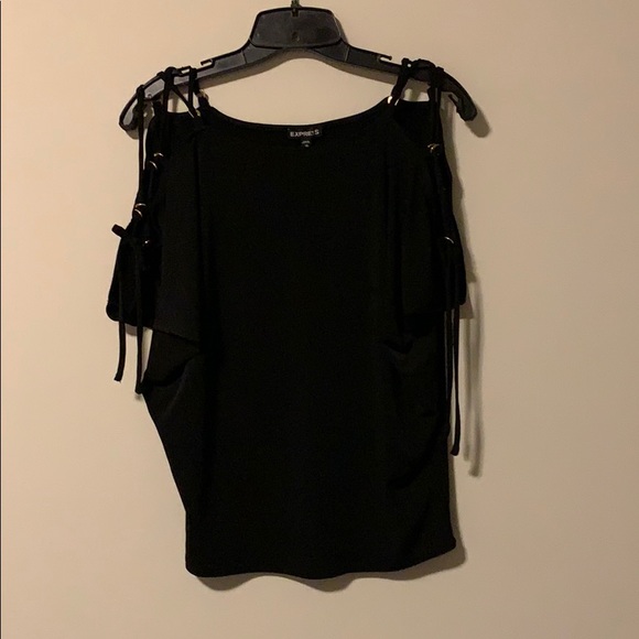 Express Tops - Black cold shoulder top